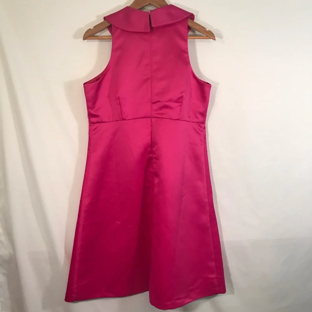 Sleeveless Fuchsia Ruffle-Front Midi Dress - Picture 6 of 7